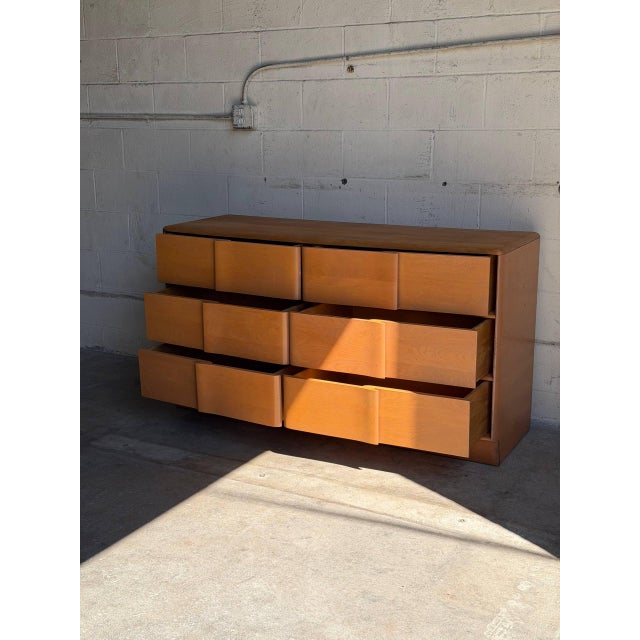 Heywood Wakefield Maple Lowboy Wooden Dresser Chest of Drawers Mid-Century Modern 1950s For Sale - Image 12 of 13