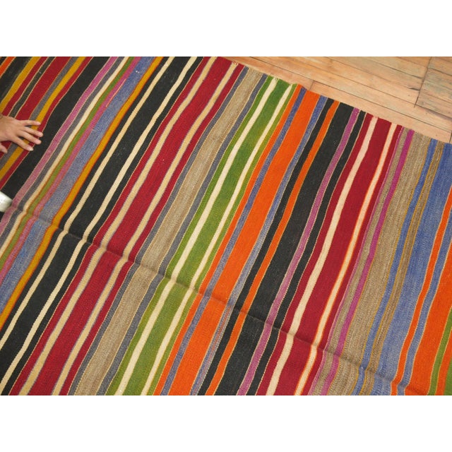 Vintage Zabihi Collection Striped Colorful Turkish Gallery Size Kilim - 5'3" x 13'5" For Sale In New York - Image 6 of 8