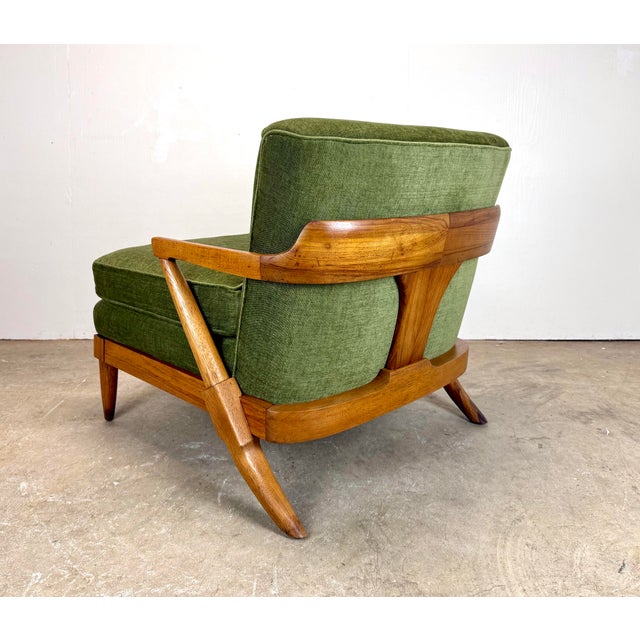 Wood Mid Century Modern Pecan Wood “Sophisticate” Lounge Chair by Tomlinson Restored For Sale - Image 7 of 12