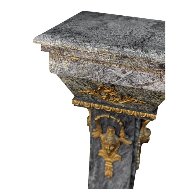 Neoclassical Antique Neoclassical Italian Black Marble and Gilt Pedestals - a Pair For Sale - Image 3 of 8