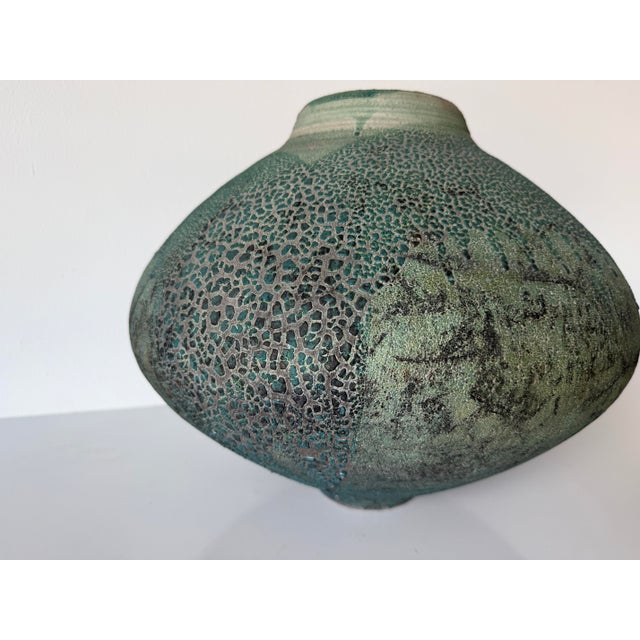 1984 Vintage Signed Raku Studio Pottery Vase For Sale - Image 9 of 12