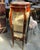 French Petite French-Style Display Vitrine – Rich Wood Finish, Beige Tufted Velvet Interior & Gold Leaf Details For Sale - Image 3 of 3
