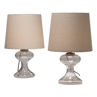 Ml1 Sculptural Table Lamp in Glass with Rubelli Shade by Ingo Maurer, 1970s, Set of 2 For Sale