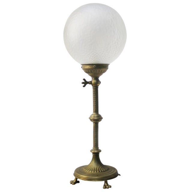 French Art Deco Brass and Frosted Glass Table Lamp, 1920s For Sale - Image 11 of 11