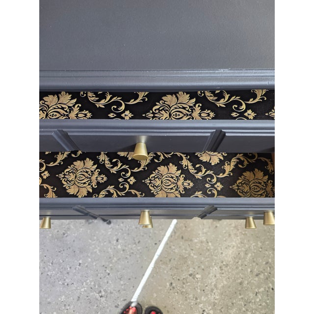 Mid 20th Century Tall Boy Dresser – Matte Black W/Warm Wood Base For Sale In Palm Springs - Image 6 of 6