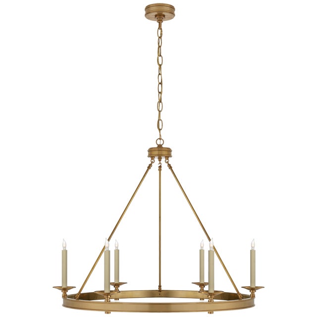 Launceton Ring Chandelier in Antique-Burnished Brass Designer: Chapman & Myers Canopy: 5" Round Mounting: Chain Shade...