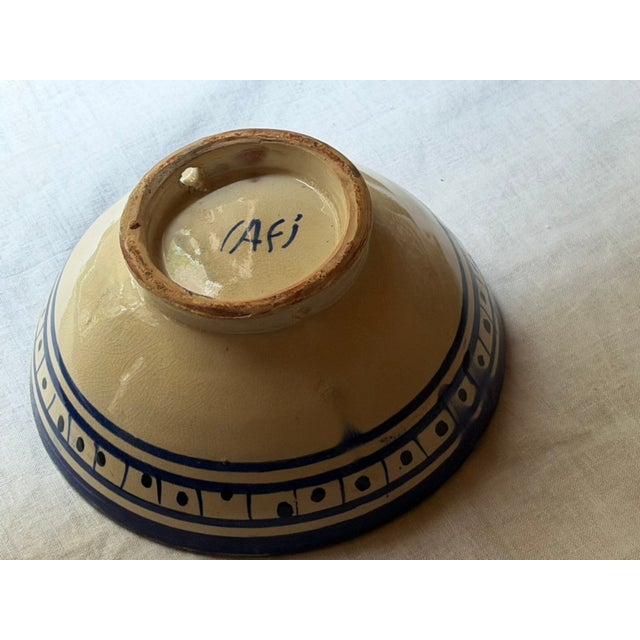 Ceramic Vintage Moroccan Safi Pottery Nesting Bowl Set in Hand-Painted Cobalt Blue, 1950, Set of 3 For Sale - Image 7 of 17