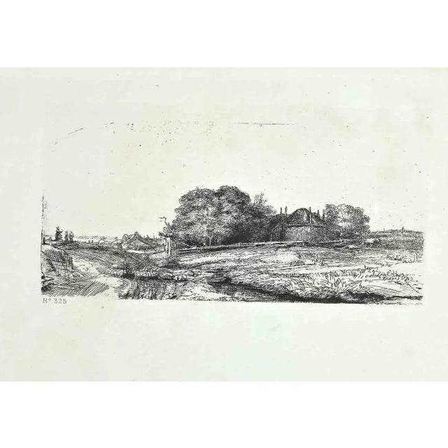 Cottages and a Hay Barn on the Diemerdijk is an etching on ivory-colored paper realized after an etching by Rembrandt....