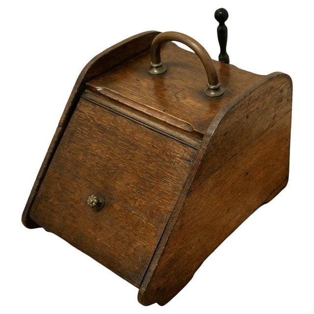 Victorian Oak Coal Box with Liner and Shovel, 1880s, Set of 3 For Sale - Image 9 of 9