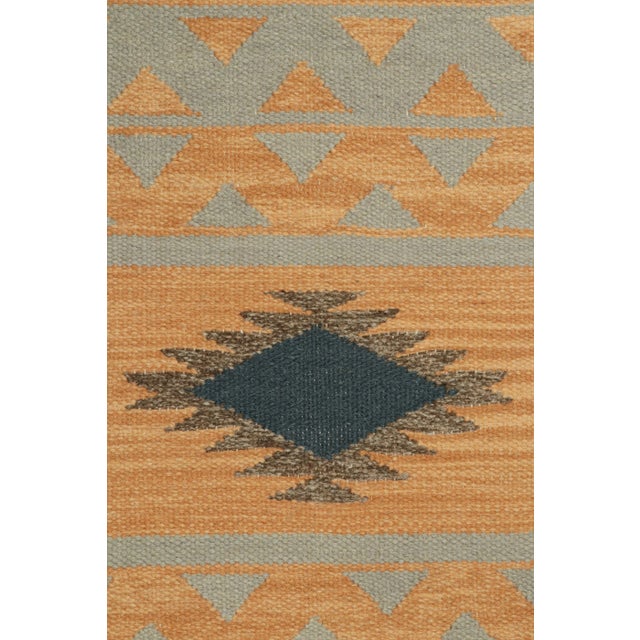 Rug & Kilim’s Tribal Style Kilim in Gold With Grey & Black Patterns