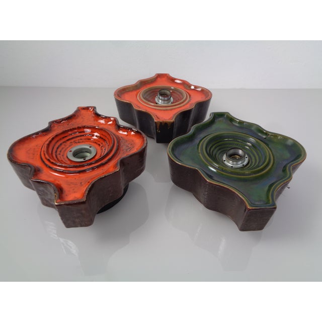 Pop Art German Ceramic Wall Lamps, 1970s, Set of 3 For Sale - Image 9 of 18