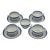 1970s Jingdezhen Rice Eye Grain Cups & Saucers Blue & White Porcelain 9pc Set For Sale