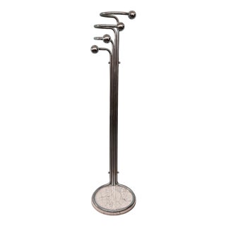 Vintage Italian Coat Hanger in Chromed Steel and Marble Base, 1970s For Sale