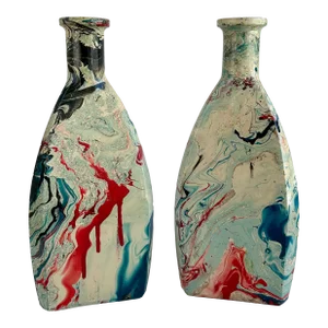 Americana Faux Marble Coated Glass Bottles - a Pair