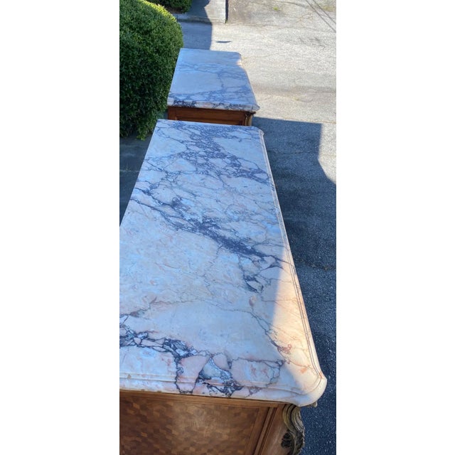 Early 20th Century Pair of Singed Linke Bronze Mounted Parquetry Commodes, Francois Linke, Paris Fr For Sale - Image 9 of 14