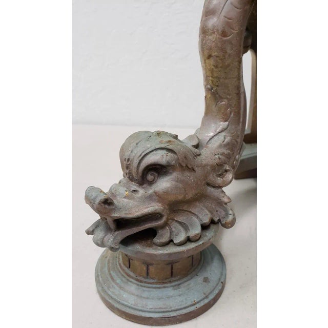 Late 19th Century Pair of Late 19th Century French Baroque Bronze Chenets / Andirons For Sale - Image 5 of 12