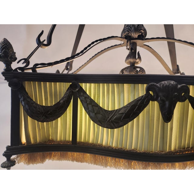 1920s Louis XVI Wrought Iron Rectangular Chandelier For Sale - Image 9 of 12