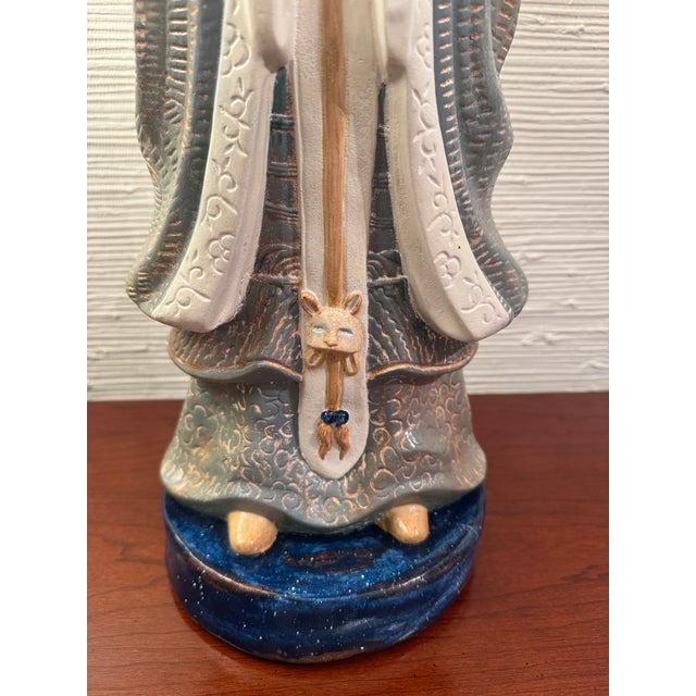 Ceramic Tall Chinoiserie Confucious Figurine Statue For Sale - Image 7 of 9