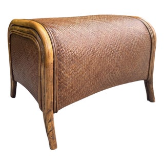 Vintage Organic Modern Barrel Form Rattan Ottoman For Sale