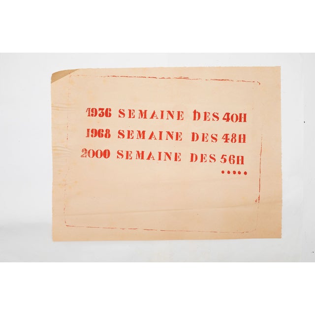 Mid-Century Modern École Nationale Supérieure des Beaux-Arts Silkscreen Poster: 1936 40h Week, 1968 48h Week, 2000 56h Week, May 1968 For Sale - Image 3 of 4