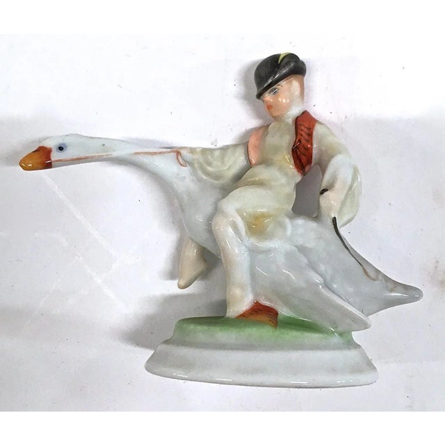 Herend Vintage Herend Boy Riding a Goose Figurine For Sale - Image 4 of 7