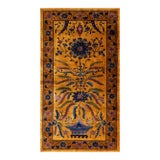 1920s Goldenord Floral Antique Chinese Art Deco Carpet 3'' X 5'6'' Knotted Wool Rug For Sale