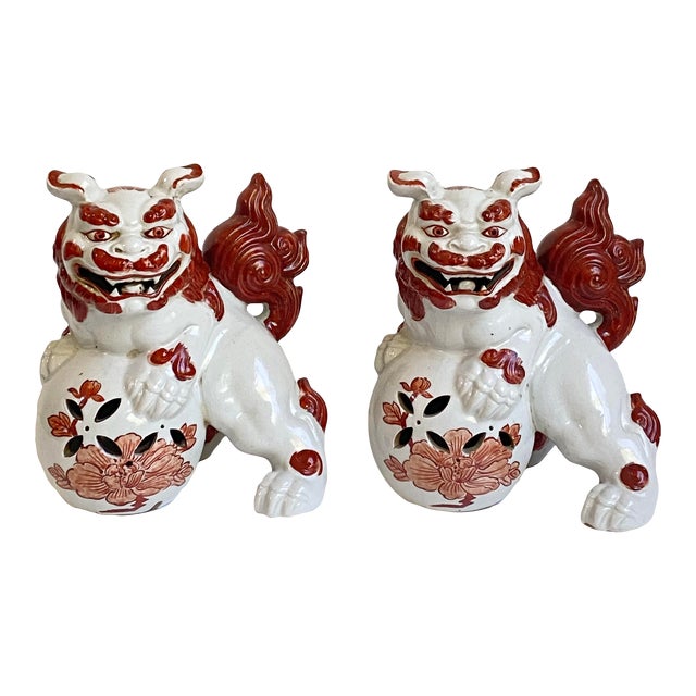 Antique Japanese Porcelain Kutani Foo Dogs a Pair Chairish