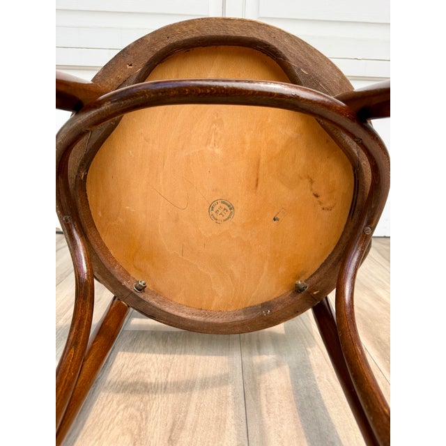 Antique Vienna Secession Bentwood Chair Attributed to Mundus With Floral Art Nouveau Seat For Sale - Image 14 of 16