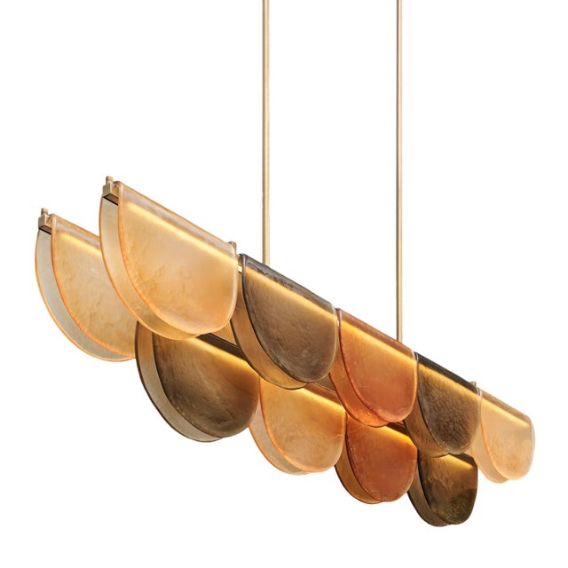 Modern Murano Glass Amber “Onda” Chandelier For Sale - Image 3 of 9