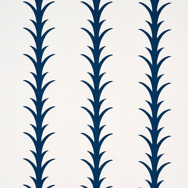 Sample - Schumacher Acanthus Stripe Fabric in Navy For Sale