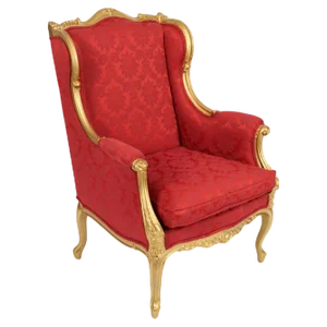 Antique Louis XV Revival Bergere-Shaped Giltwood Armchair, 19th Century