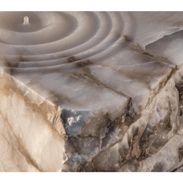 Stone Aqua Fossil Drop Sculpture Side Table in Alabaster by Amarist Studio For Sale - Image 7 of 8