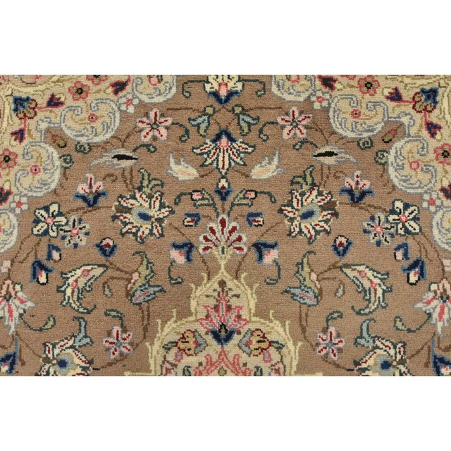 Brown Kashan Rug 3’5” X 4’9” Brown Wool Vintage Traditional Hand-Knotted Carpet For Sale - Image 8 of 12