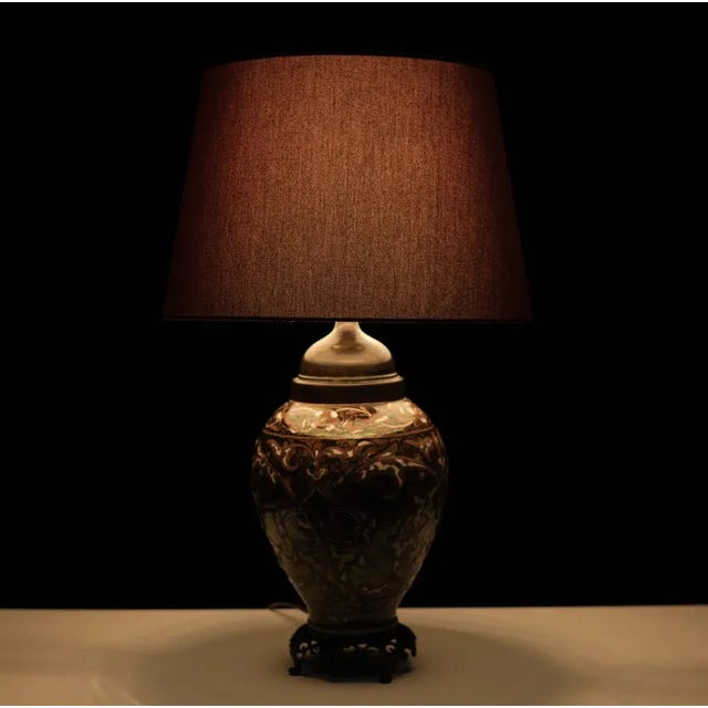 Ceramic Ceramic and Bronze Table Lamp, England, 1970s For Sale - Image 7 of 8