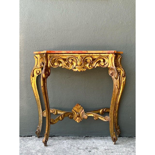 Wood Vintage Italian Rococo Style Console Table For Sale - Image 7 of 18