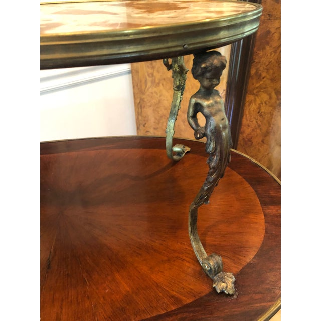 Late 19th Century French Style 3-Tier Marble Top Mahogany Accent Table For Sale - Image 5 of 9