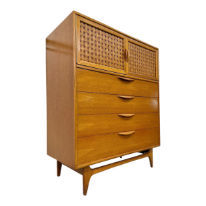 Mid-Century Modern Lane Perception Blonde Oak High Chest