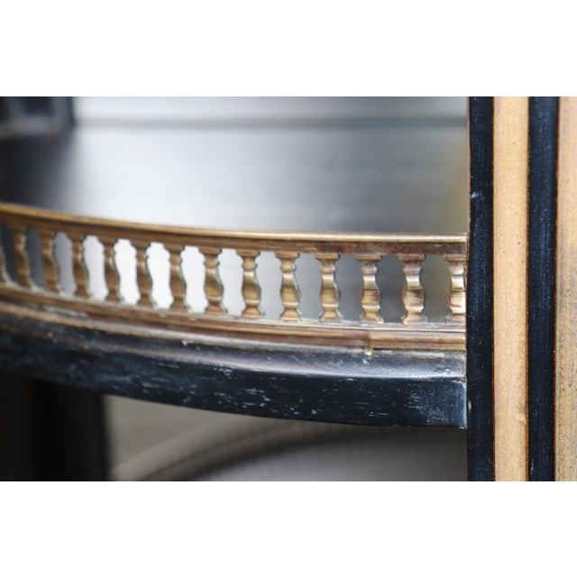 French Louis XVI Style Ebonized Demilune Marble Top Sideboard For Sale - Image 11 of 14