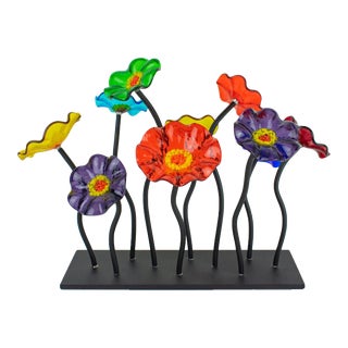 Vintage Modern Handmade Glass Flower Garden Centerpiece by Scott Johnson For Sale
