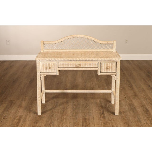 Lexington Henry Link Wicker Vanity Or Writing Desk and Chair For Sale - Image 15 of 18
