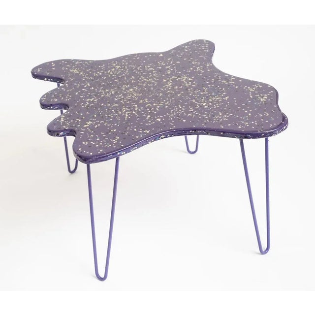 Beautiful hand-crafted modern table, with violet vivid color, Edition 1 of 10. Organic shape. One of-a-kind. This a...