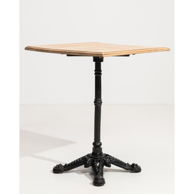 Cast Iron Bistro Table with Oak Top, Antique, France, 20th Century For Sale In Greensboro - Image 6 of 13