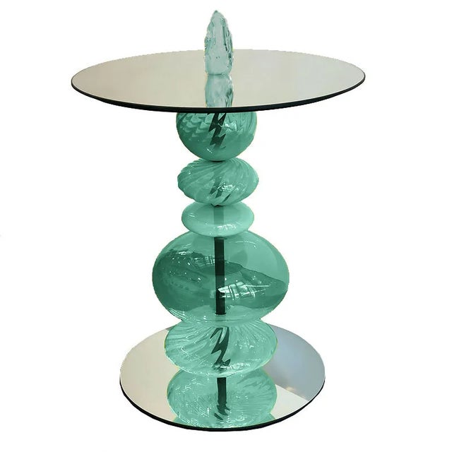 Glass Abacus Glass Tea Table by the Drawing Room Atl in Finish Verdigris - Size: Tall / Gueridon - Modern Sofa Table in Colorful Green Glass For Sale - Image 7 of 7
