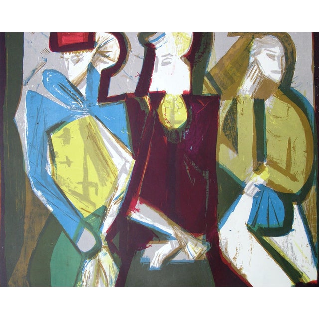 Walter Becker, 3 Women in a Train Compartment, 1950s, Lithograph For Sale - Image 7 of 15