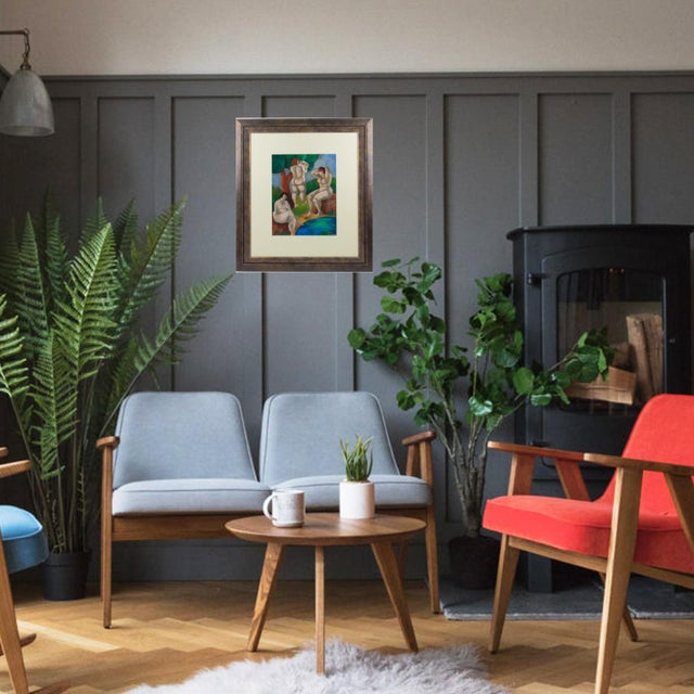 Nude Women Bathers Pastel Painting by Catherine Bres-Rhocanges, Late 20th Century For Sale - Image 13 of 14