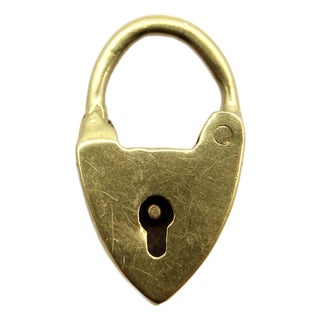 Tiny Antique Edwardian 9k Gold Heart Padlock Charm Circa 1900 For Sale