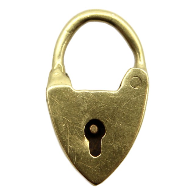 Tiny Antique Edwardian 9k Gold Heart Padlock Charm Circa 1900 For Sale