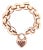 Vintage 14k Rose Gold Garnets Heart Clasp Charm Oval Link Bracelet For Sale