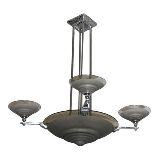 1930s French Art Deco Chandelier Signed by Muller Freres For Sale