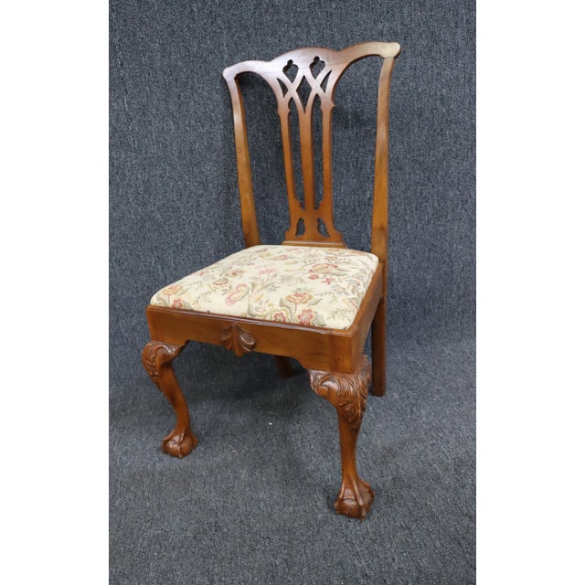 Centennial Chippendale side chair , made of solid mahogany, pierced carved slat back , cabriole legs with claw & ball feet